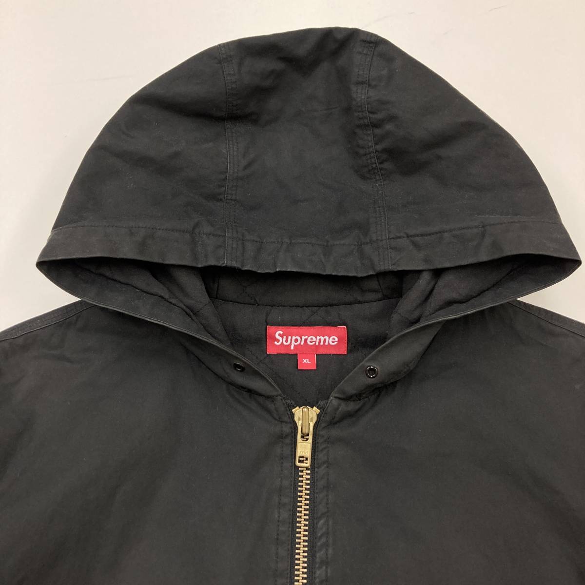 SUPREME The British Millerain Dry Wax 中綿 ブルゾン フーディー ブラック 黒 XLサイズ シュプリーム アクティブジャケット 3080001_画像6