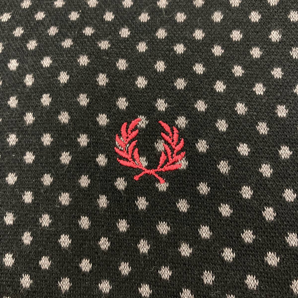 FRED PERRY コットン スイングトップ ドット 総柄 月桂樹 刺繍 黒 メンズ Sサイズ フレッドペリー ブルゾン ジャケット 3120267_画像8