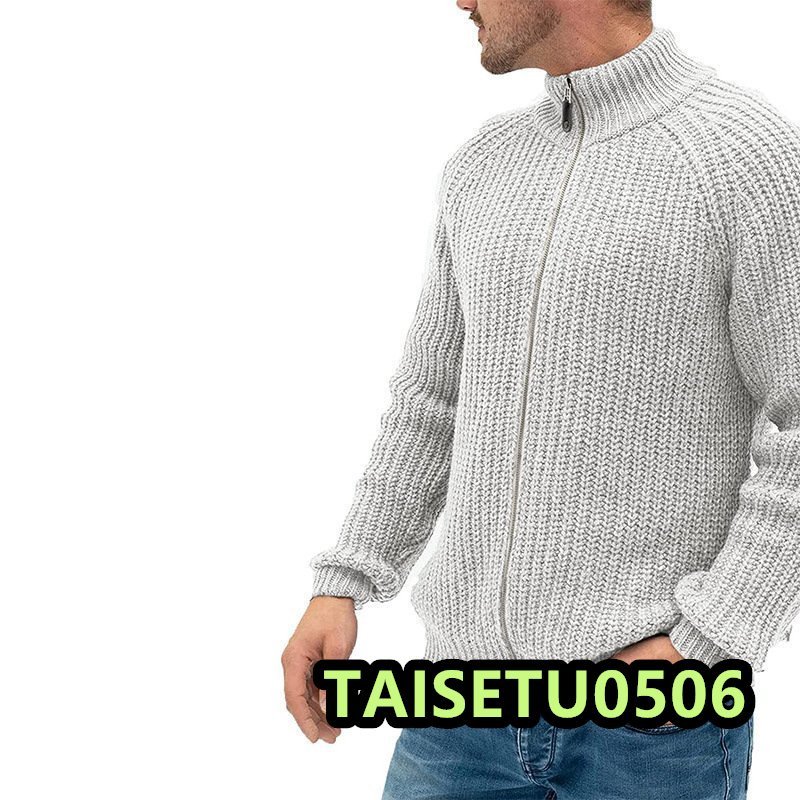 メンズ セーター パーカー ニット カジュアル メンズファッション ジップアップパーカー　ホワイト 2XL_画像3