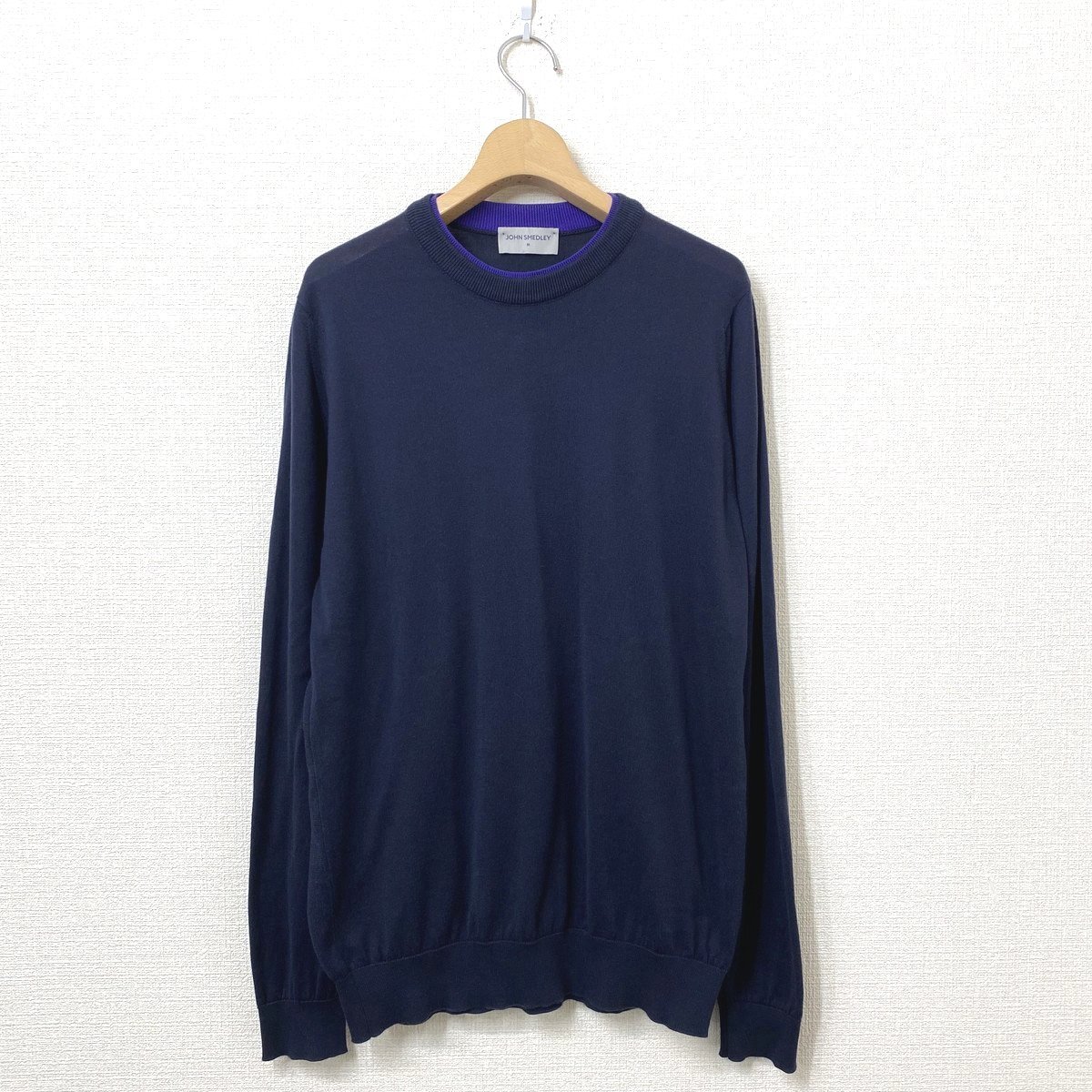 JOHN SMEDLEY ジョンスメドレー ニット Ｍ ネイビー 紺 セーター シーアイランドコットン_画像1