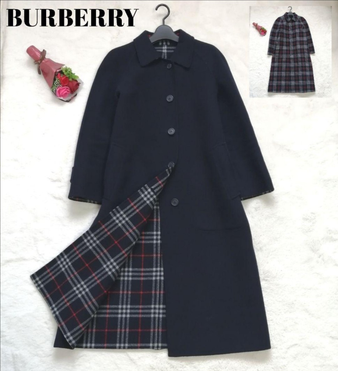 BURBERRY バーバリー 裏地ノバチェック柄 ウール カシミヤ混 