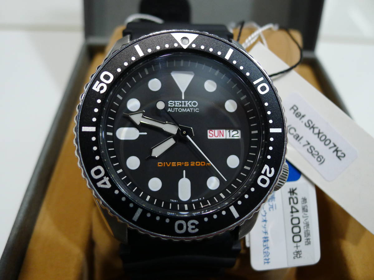 1円スタート　極上美品　廃盤レア　セイコー　ブラックボーイ　SKX007　7S26-0020　ブラックダイアル　フルオリジナル　完動品　ダイバー_画像1