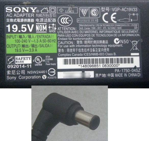 SONY VGP-AC19V33 19.5V3.9A ■yh169-01_画像2