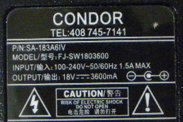 CONDOR FJ-SW1803600 18V3600mA ■3155の画像2