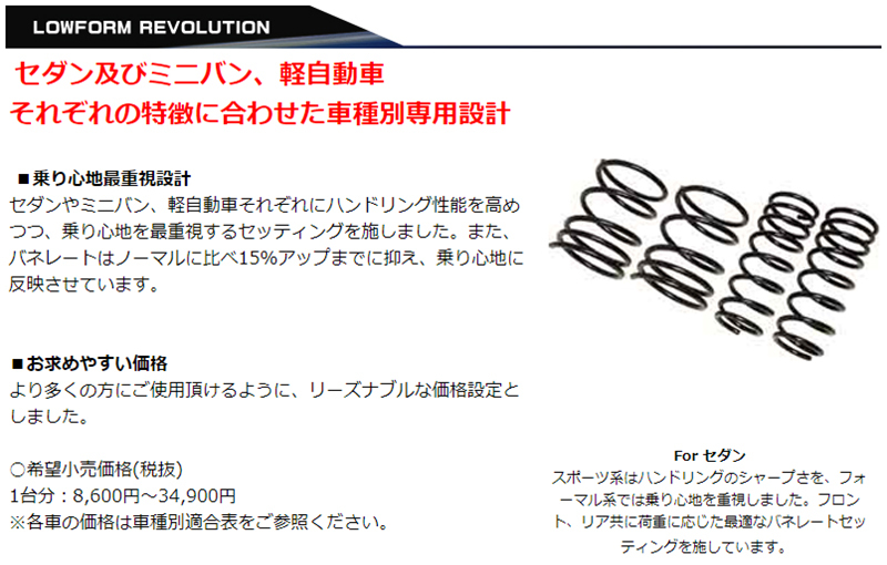 RG レーシングギア ダウンサス トヨタ/ カローラ フィルダー/ NKE165G/ 2WD 1.5L HYBRID/ 2013年7月～/【ST161A】_画像2