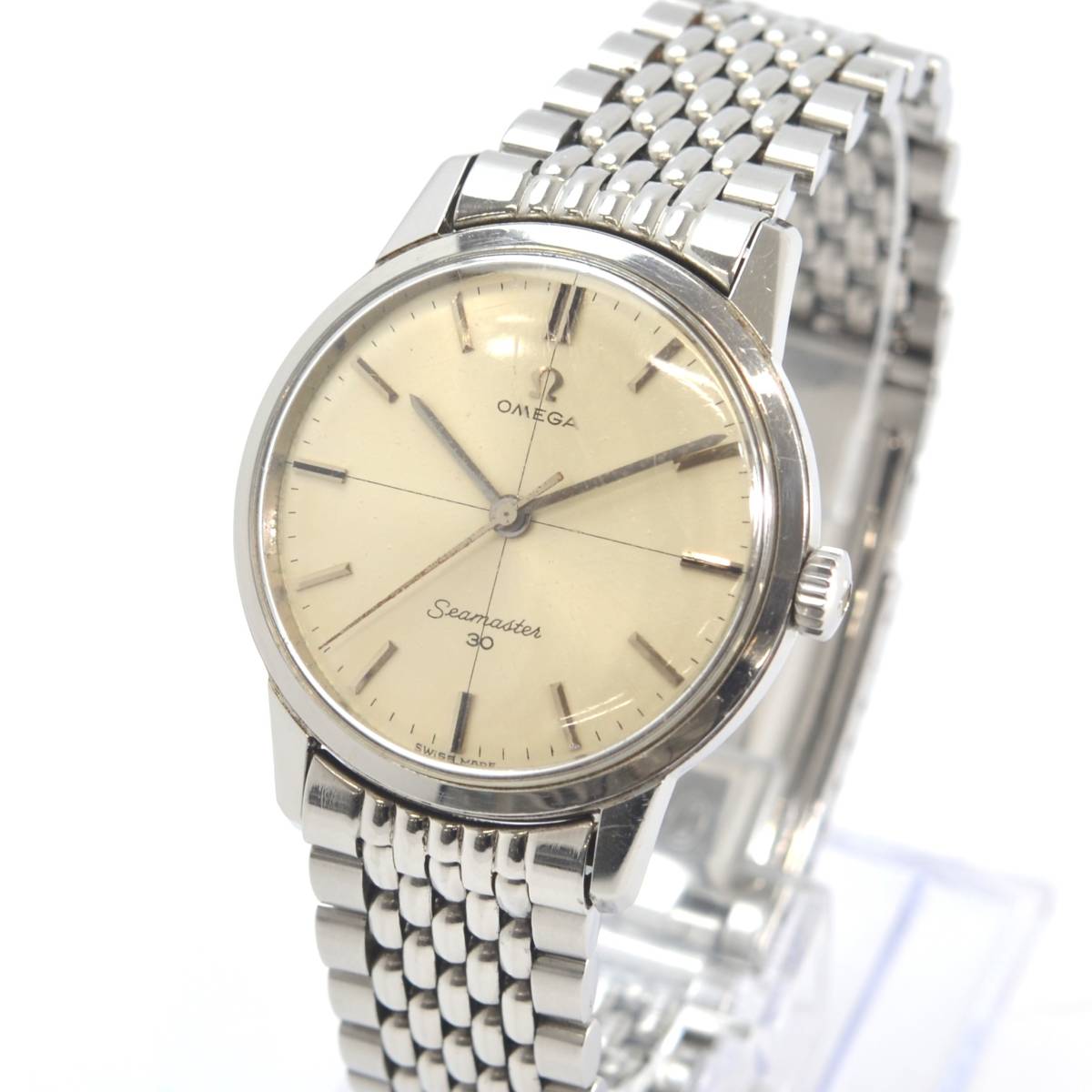 S 1円スタート OMEGA オメガ Seamaster30 シーマスター 30 ラウンドフェイス 手巻き シルバー系文字盤 稼働品 メンズ ヴィンテージ_画像3