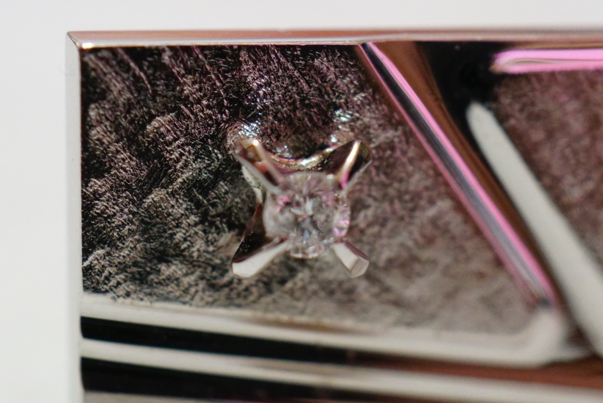 254 純銀製 天然ダイヤモンド シルバー カフス ヴィンテージ アクセサリー SILVER刻印 ビンテージ アンティーク メンズ スーツ 冠婚葬祭_画像4