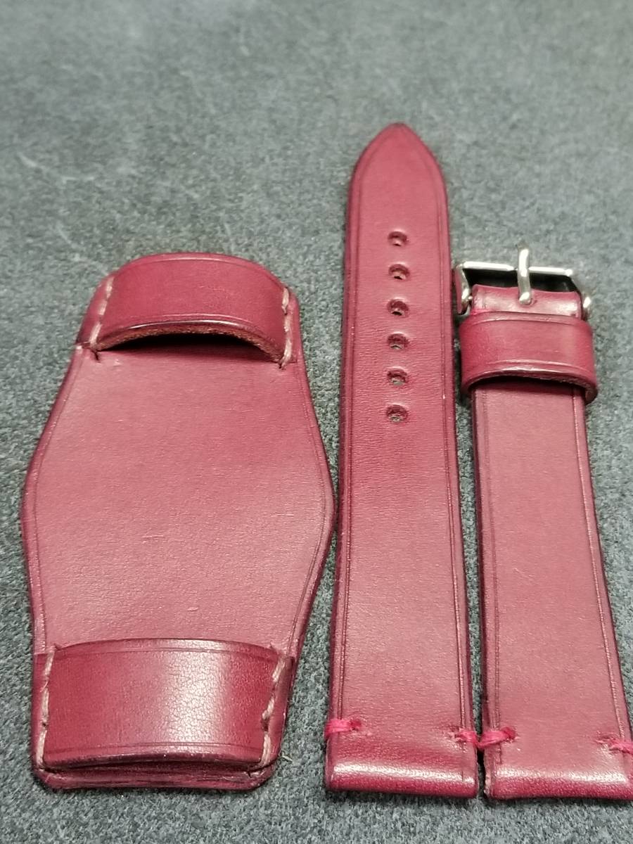 20mm イタリアンレザー BUND 時計ベルト エルバマット プルーン genuine oiled leather_画像3