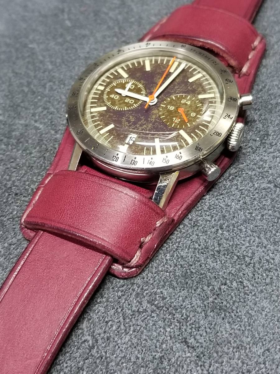 20mm イタリアンレザー BUND 時計ベルト エルバマット プルーン genuine oiled leather_時計はついてません