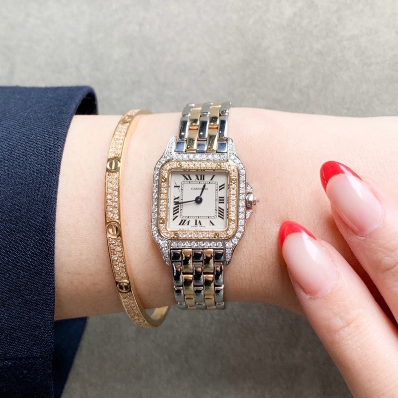 [ finish settled ] Cartier bread tail SM combination 2 low 2 -ply diamond K18×SS lady's wristwatch CARTIER clock 