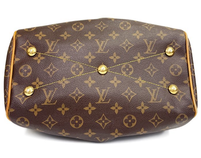 LOUIS VUITTON ルイ・ヴィトン ハンドバッグ M40143 ティヴォリPM モノグラム ブラウン系 ゴールド金具 ギャザー ロゴチェーン 保存袋有_画像4