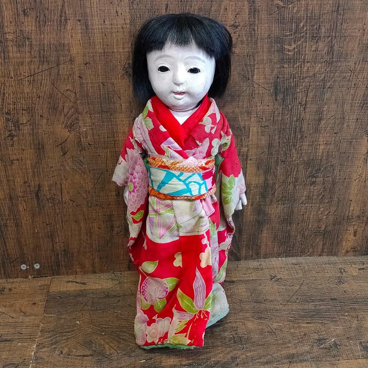 古い市松人形 孝寿作 日本人形 高さ約38cm　121204/SR9S_画像1