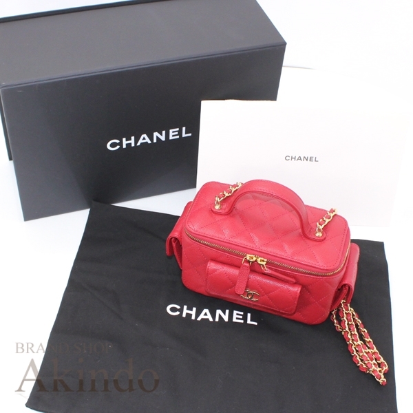 [ новый товар * не использовался ] Chanel сумка на плечо 2way цепь руль matelasse здесь Mark черная икра s gold красный красный AP3017 vanity 