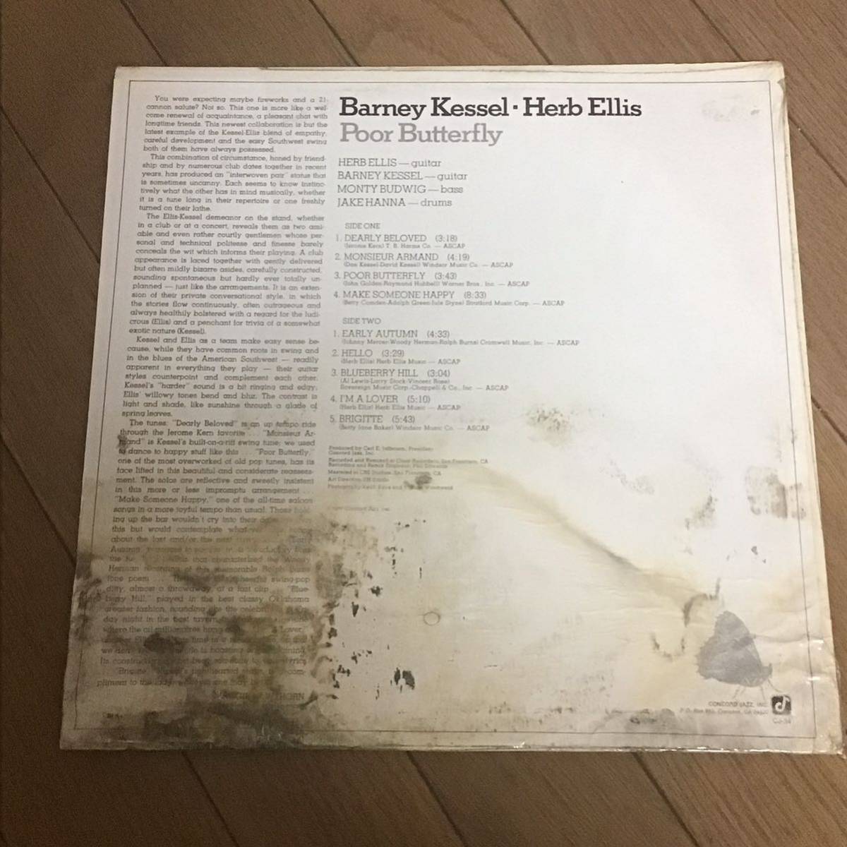 US盤 LP / Barney Kessel And Herb Ellis / Poor Butterfly / CJ-34の画像2