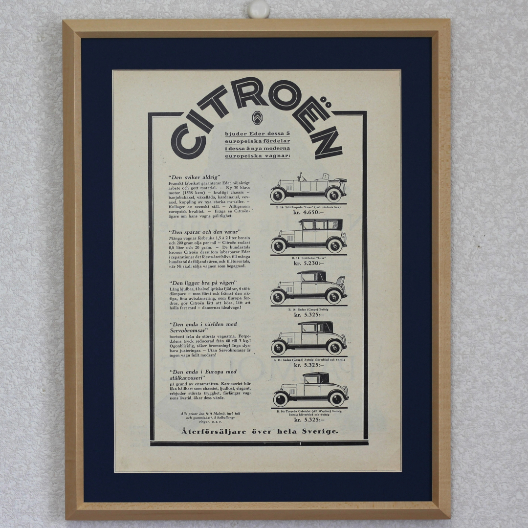 フランス アンティークポスター クラシックカー レトロ広告 100年前　北欧ヴィンテージ雑貨 1927年　CITROEN シトロエン アドバタイジング