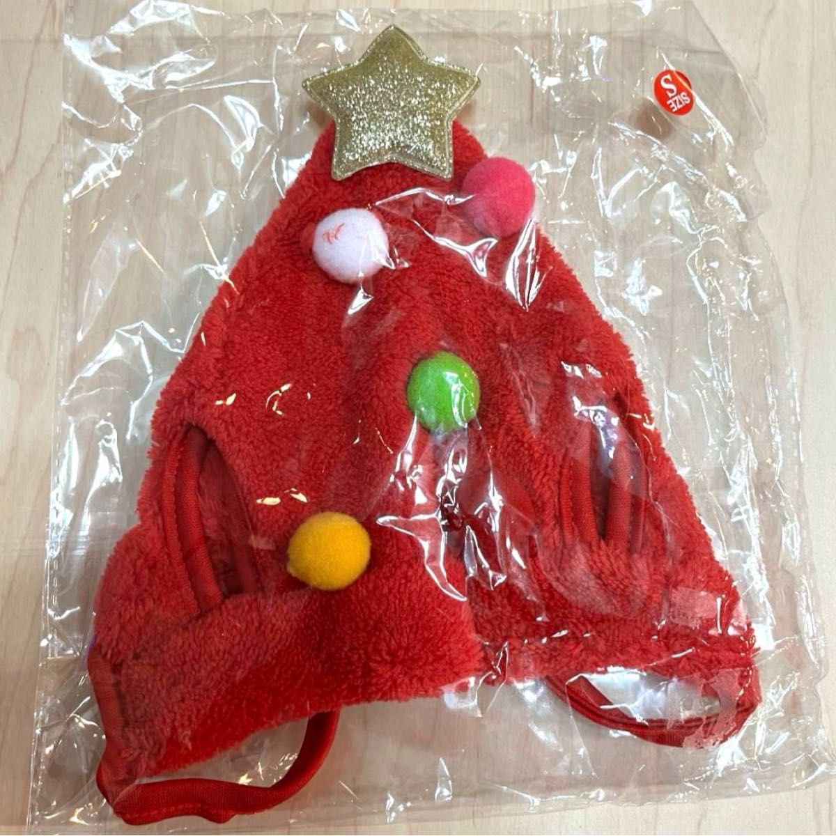 ツリーの帽子赤色とサンタのスタイのセット！Ｓサイズ ペット用 クリスマスコスチューム コスプレ 変身 即日発送 即購入歓迎 レッド