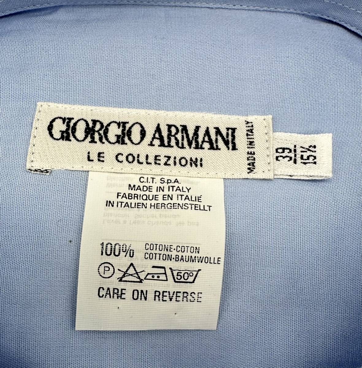 長期保管未使用品/GIORGIO ARMANI LE COLLEZIONI ジョルジオアルマーニ/ワイシャツ/長袖 39 15 1/2/ライトブルー/水色/現状品/同梱不可_画像2