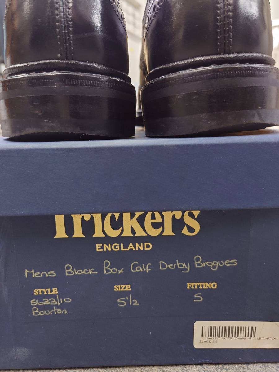 美品 Tricker's バートン黒 size5.5-5 Bourton トリッカーズ ボックスカーフ フルブローグ ウィングチップ 短靴_画像10