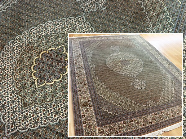 魁◆最高級厳選 ペルシャ絨毯 イラン タブリーズ産 ウール マヒ柄 手織り 大判 199×293㎝ 人気のマヒ柄_画像1