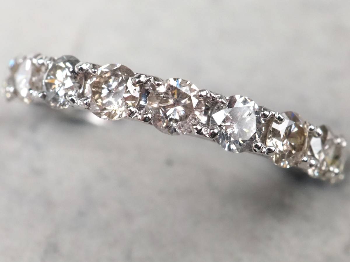 【2441A】K18ホワイトゴールド 天然ダイヤモンド 1.00ct/1.3g エタニティ リング 指輪 ♯11_画像1