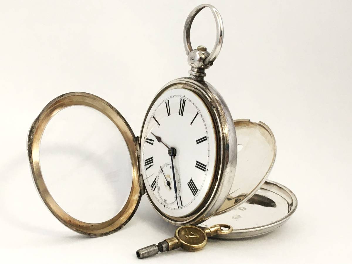 1880年製◆英国ロンドン J.B.YABSLEY LONDON 銀無垢STERLING 鍵巻き イギリス懐中時計◆_画像10
