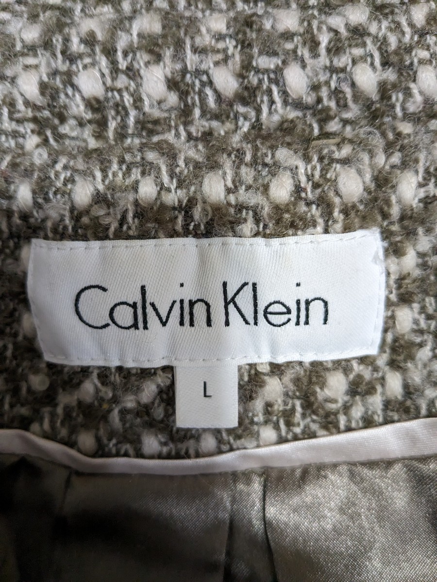 ●送料無料★Calvin Klein　カルバンクライン　コート　ツイードコート　トップス　ウール素材　レディース　Lサイズ_画像8