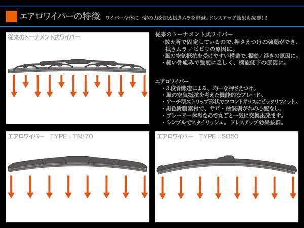 スズキ アルト HA24S/V H16.9～H21.11 対応 エアロワイパーブレード 450mm-400mm グラファイト加工 2本セット_画像2