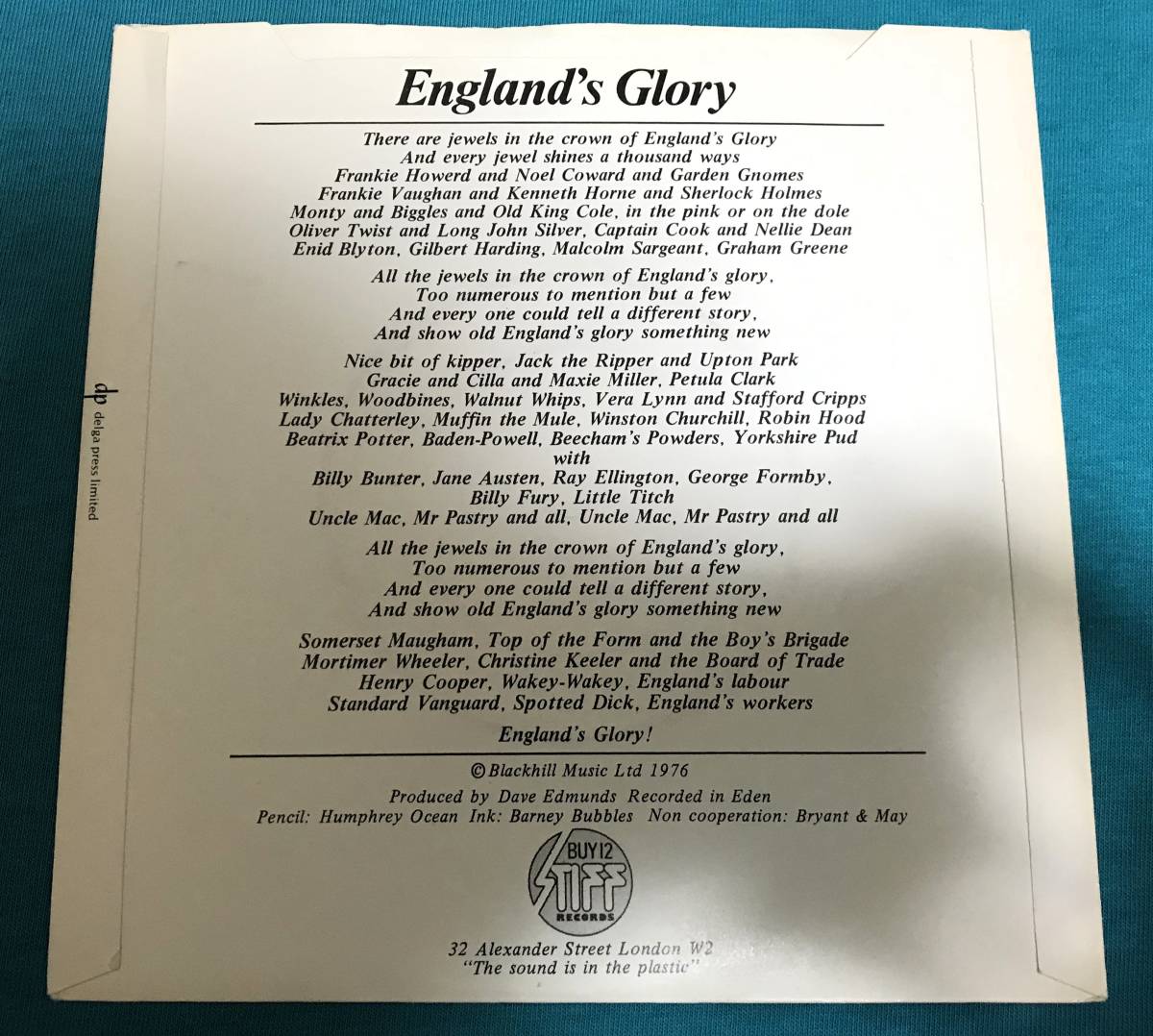 7”●Max Wall / England's Glory UKオリジナル盤 Stiff Records BUY 12_画像2