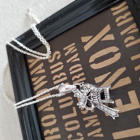 送料無料 シルバーネックレス 銀 本物 メンズ スカル ペンダント チェーン付き 銀 人気 十字架 クロス n0278