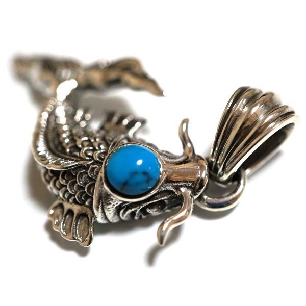 新品 メンズ ユニセックス ネックレス 胸元 シルバー ペンダントトップ シルバー925 かっこいい コイ 鯉 魚 刺青 S0128