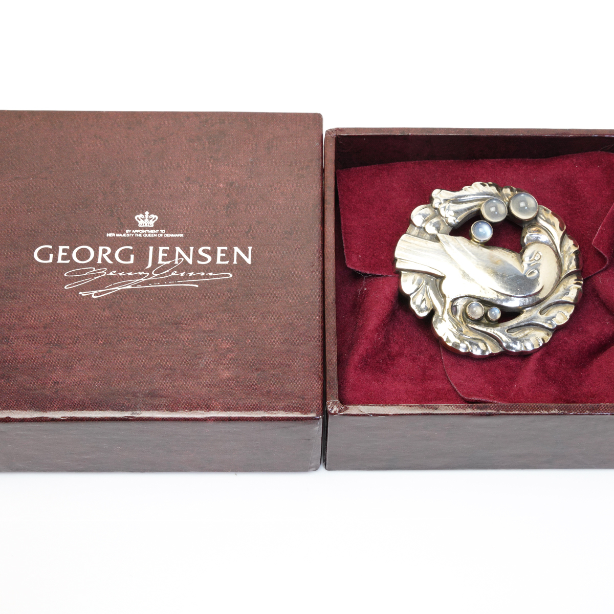  George Jensen 123 брошь лунный камень голубь птица GEORG JENSEN