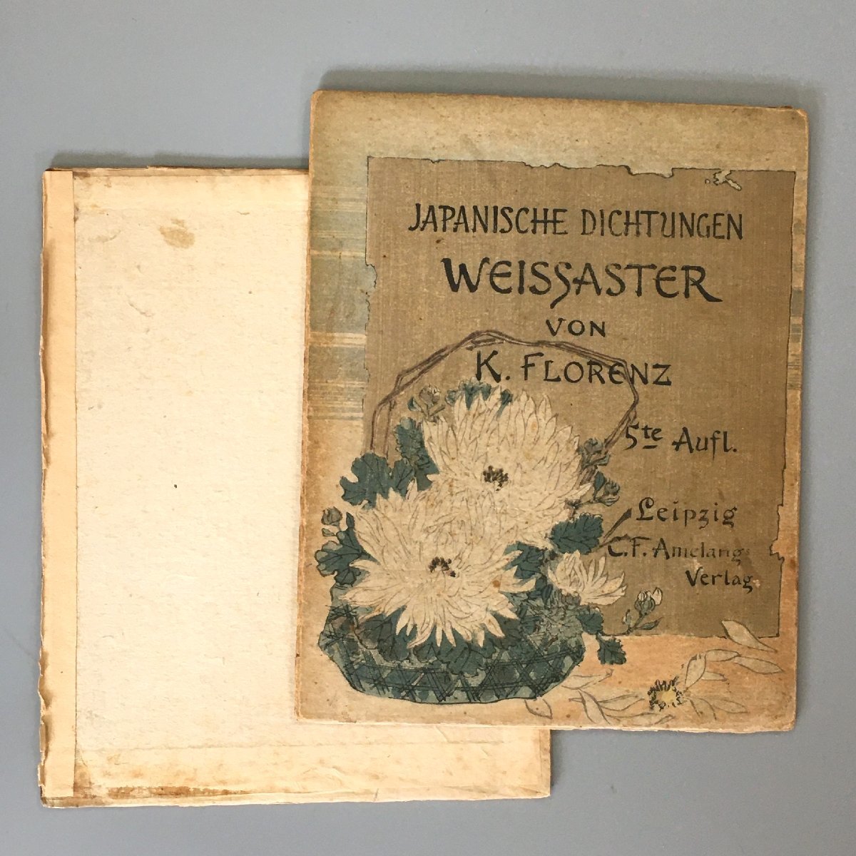 ちりめん本『DICHTUNGEN WEISSASTER　孝女白菊の詩』　ドイツ語版　Karl Florenz　長谷川武次郎 　明治37年　　木版画 浮世絵 和本 古書_画像2