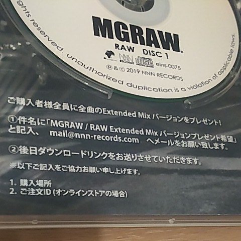 RAW／MGRAW 2019/1/23 発売 先行購入CD 初回盤 2枚組 NNN RECORDS 最新作 美品 貴重 テクノ ミュージック beatmania ビートマニア