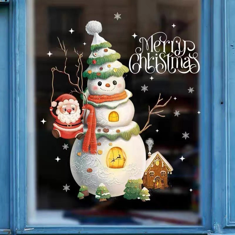 ウォールステッカー YSD070 メリークリスマス　サンタクロース　雪だるま　雪花　DIY壁紙インテリア窓シート_画像2