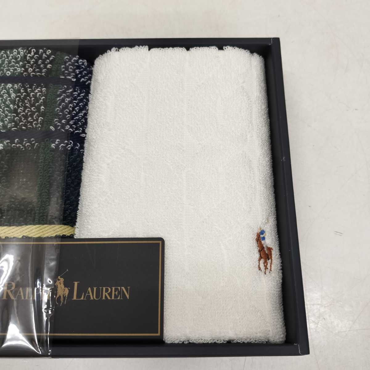 F【12－30】RALPH LAUREN　ラルフローレン　ウオッシュタオル　2枚入り　綿100％　33×33cm　未使用_画像3