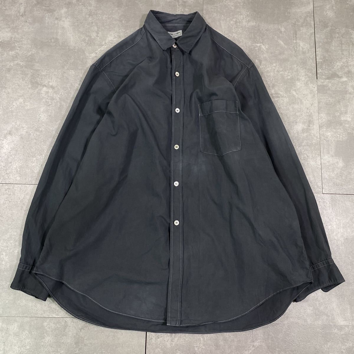 希少　COMME des GARCONS HOMME コムデギャルソンオム　■90s 田中オム　■ステッチ　■染色加工 墨黒　■長袖シャツ　■ヴィンテージ_画像10