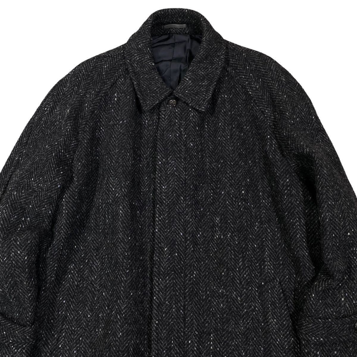 超希少　COMME des GARCONS HOMME コムデギャルソンオム■AD表記なし 80s 川久保オム■ごま塩■バルマカーン■ロング ステンカラー コート_画像5