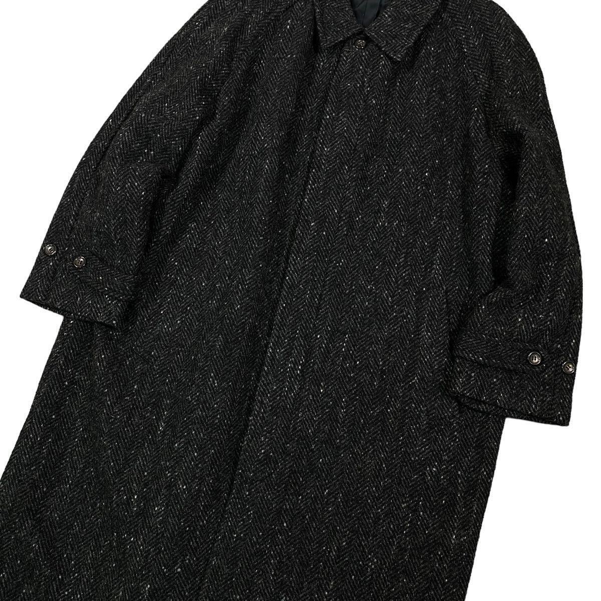 超希少　COMME des GARCONS HOMME コムデギャルソンオム■AD表記なし 80s 川久保オム■ごま塩■バルマカーン■ロング ステンカラー コート_画像6