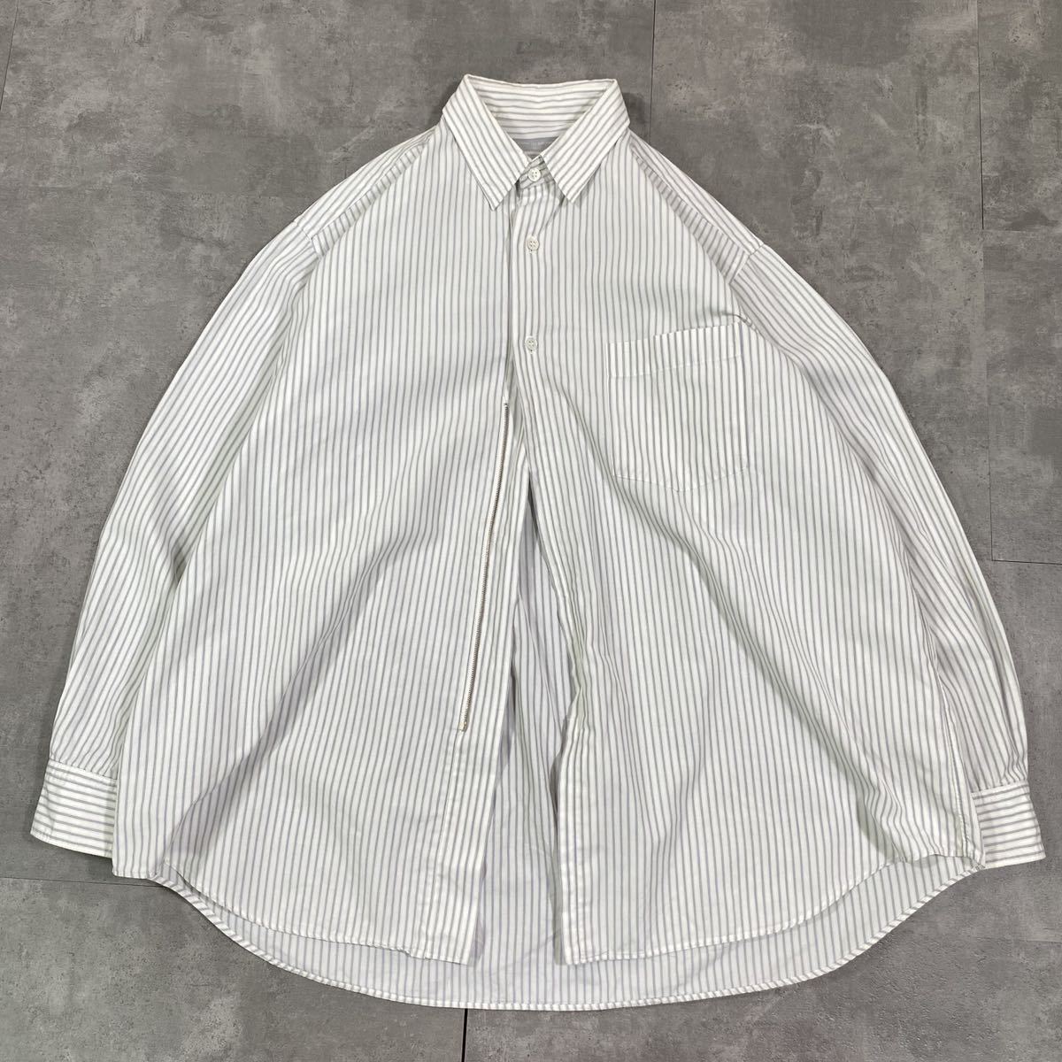 希少　COMME des GARCONS HOMME コムデギャルソンオム　■90s 田中オム　■ボタン ジップ 切り替え　■ストライプ　■長袖シャツ ブルゾン_画像1