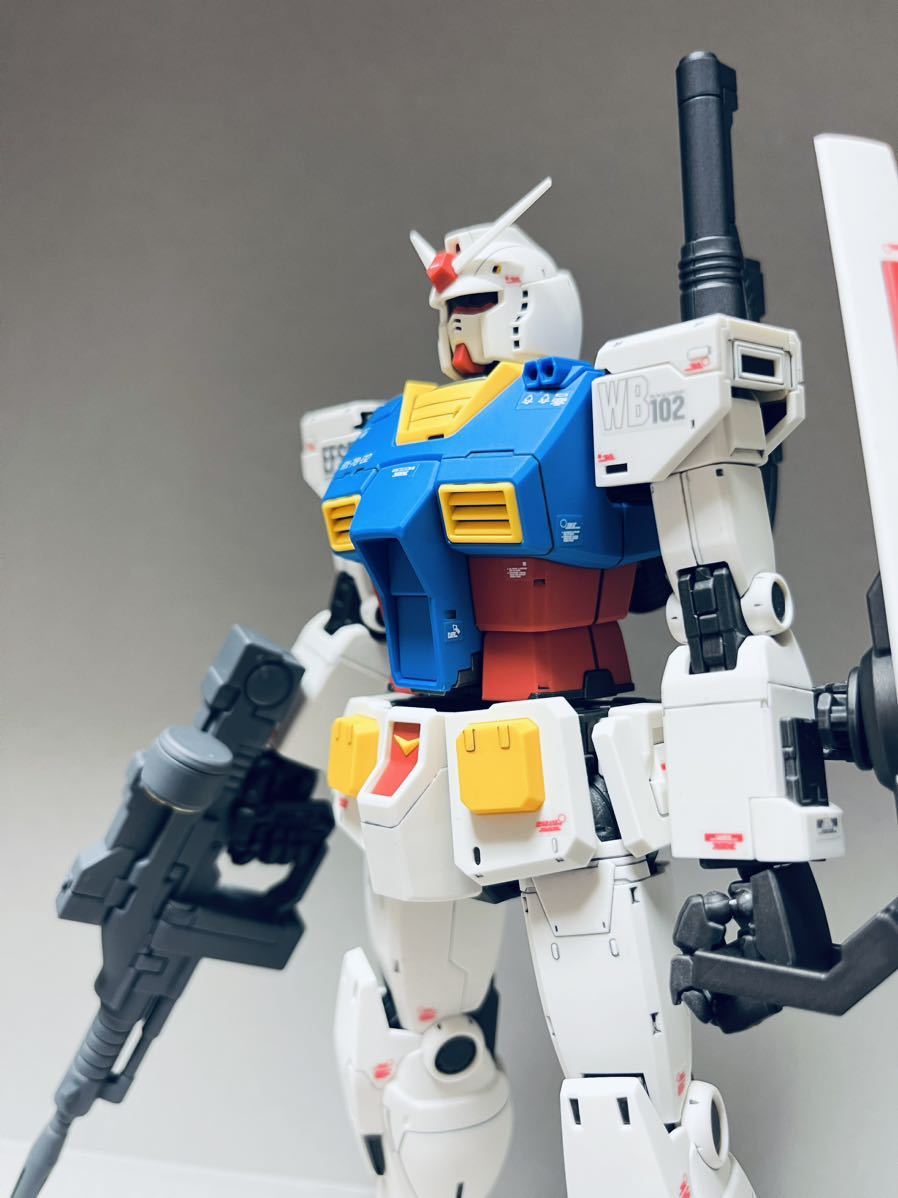 1円 バンダイ ガンプラ ジャンク 完成品 1/100 MG ガンダム THE ORIGIN 版 機動戦士ガンダム RX-78-02 部分塗装 LEDユニット_画像1