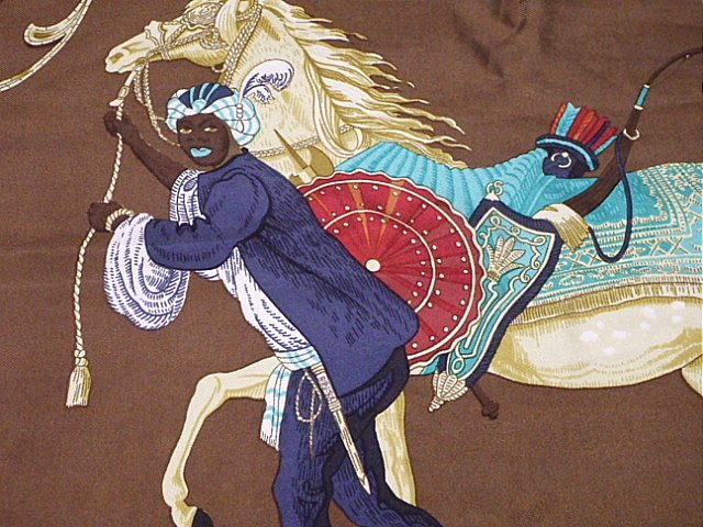 エルメス　カレ　９０　シルク　スカーフ　CHEVAL TURC　トルコの馬　茶系_画像5