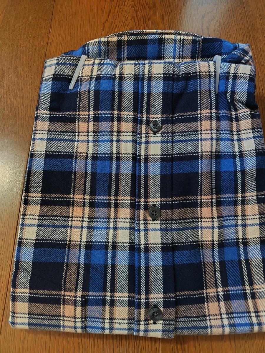 新品未使用タグ付 POLO 長袖ネルシャツ Lサイズ ブルー ゆうパック760円_画像4