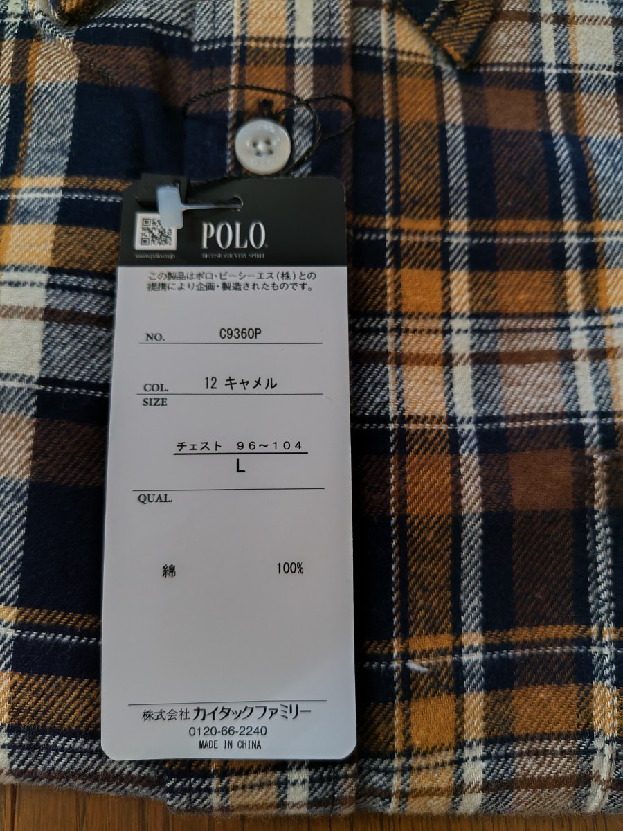 新品未使用タグ付 POLO ネルシャツ ボタンダウン キャメル Lサイズ ゆうパック760円_画像3