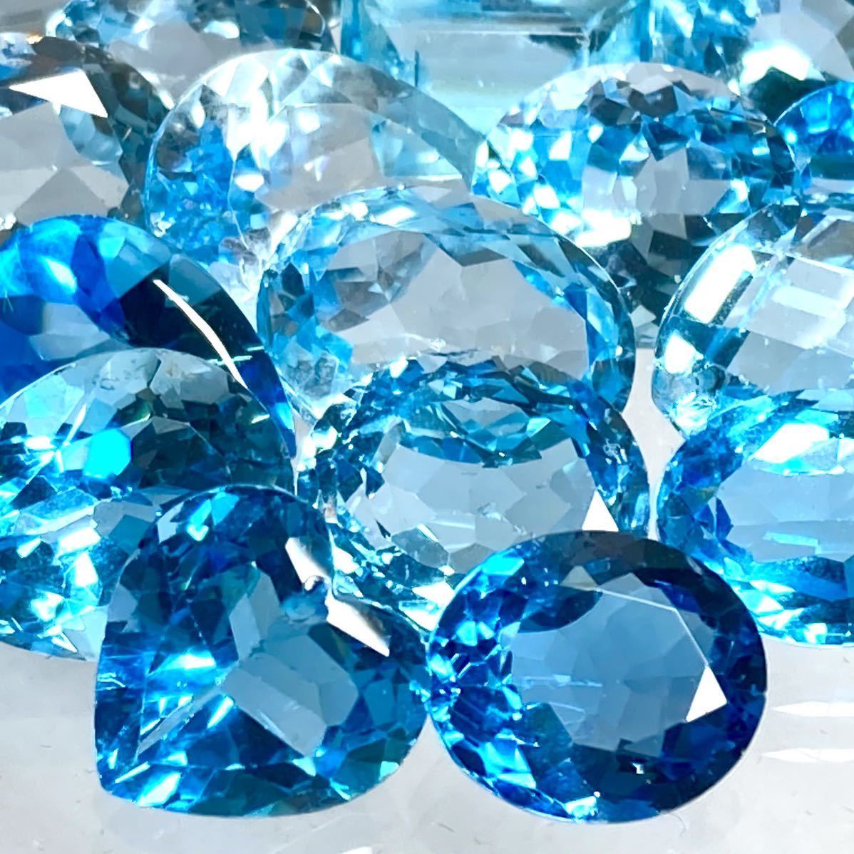 ●天然ブルートパーズ21点おまとめ200ct ●d ルース 裸石 ジュエリー ブルートパーズ jewelry blue topaz DF0_画像2