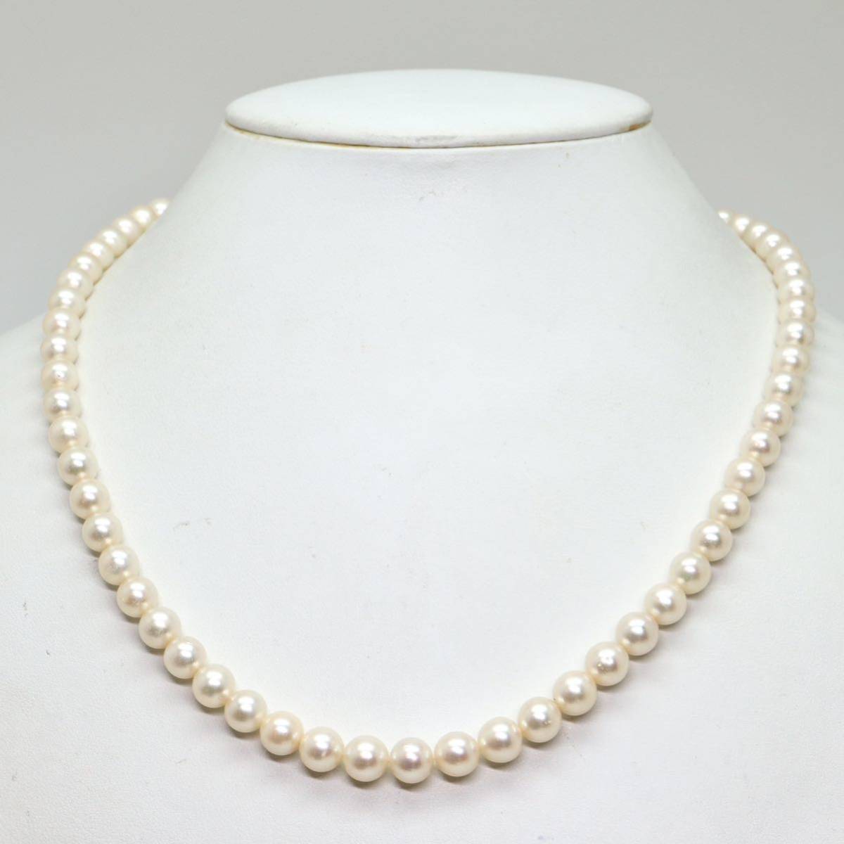 ●アコヤ本真珠ネックレス●d 35.6g 50cm 6.5-7.5mm珠 パール pearl necklaces silver ジュエリー DA0/DA0_画像2