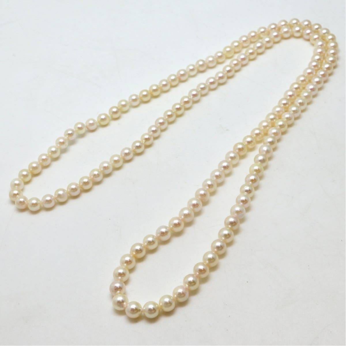 鑑別付き!!●アコヤ本真珠ロングネックレス●d 45.5g 80cm 6.0-6.5mm珠 パール pearl necklaces silver ジュエリー DH9/DH9_画像5