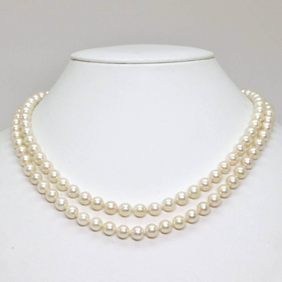 鑑別付き!!●アコヤ本真珠ロングネックレス●d 54.2g 93cm 6.5-7.0mm珠 パール pearl necklaces silver ジュエリー DG9/ED8_画像2