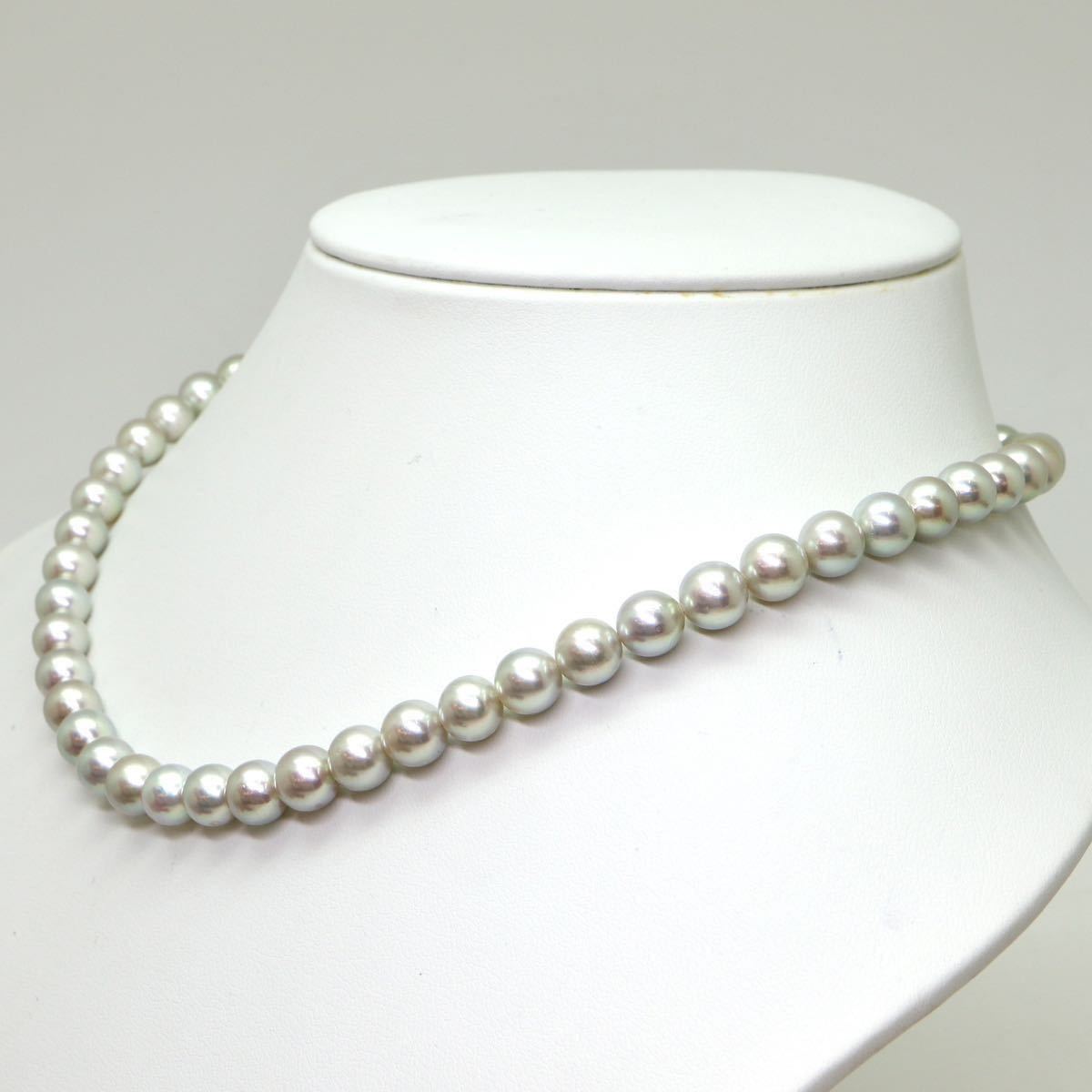 鑑別付き!!●アコヤ本真珠ネックレス●d 32.4g 43cm 7.0-7.5mm珠 パール pearl necklaces silver ジュエリー EA1/EB6_画像3
