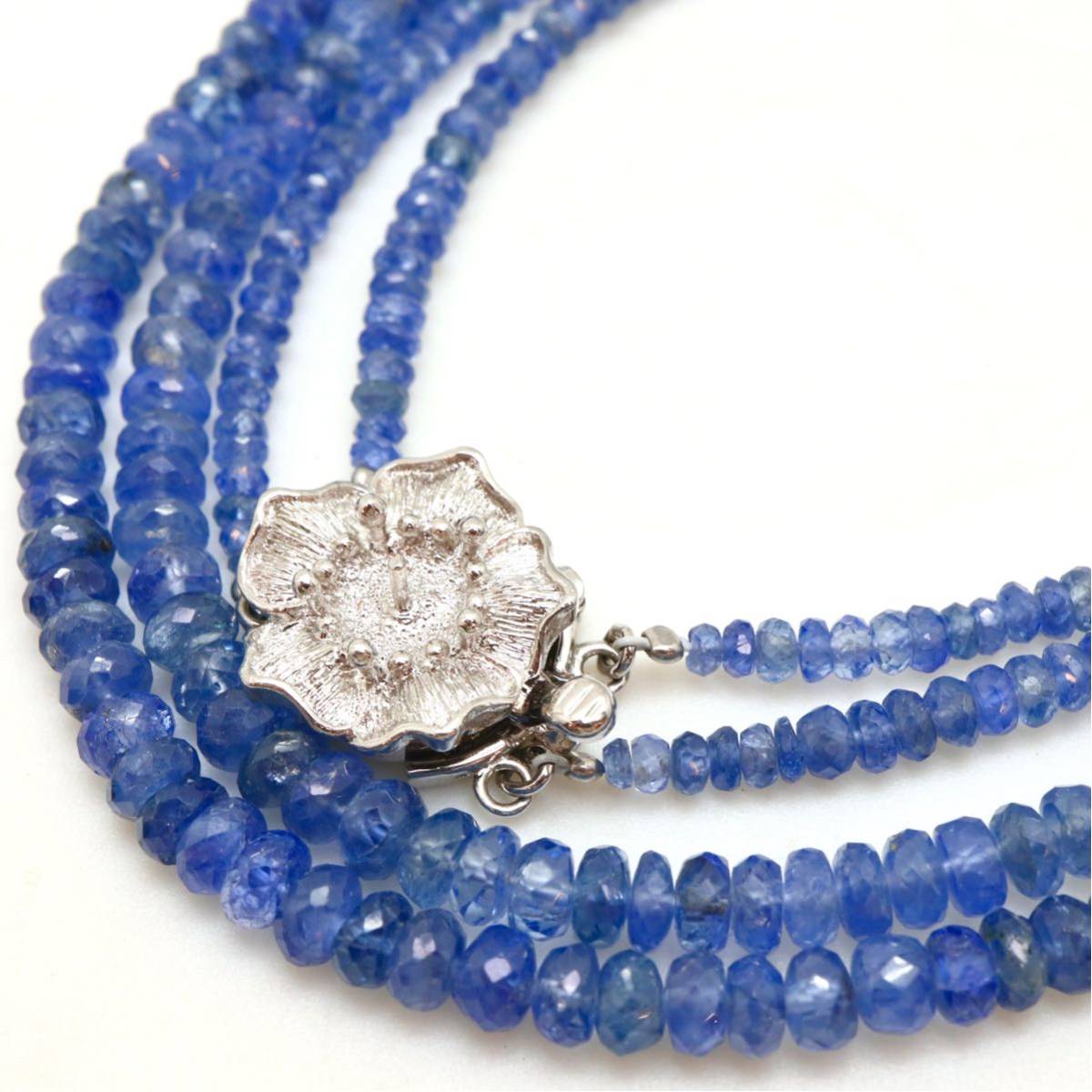 ●天然タンザナイト2連ネックレス●d 30.5g 44cm tanzanite necklace silver ジュエリー DG0/EA0_画像1