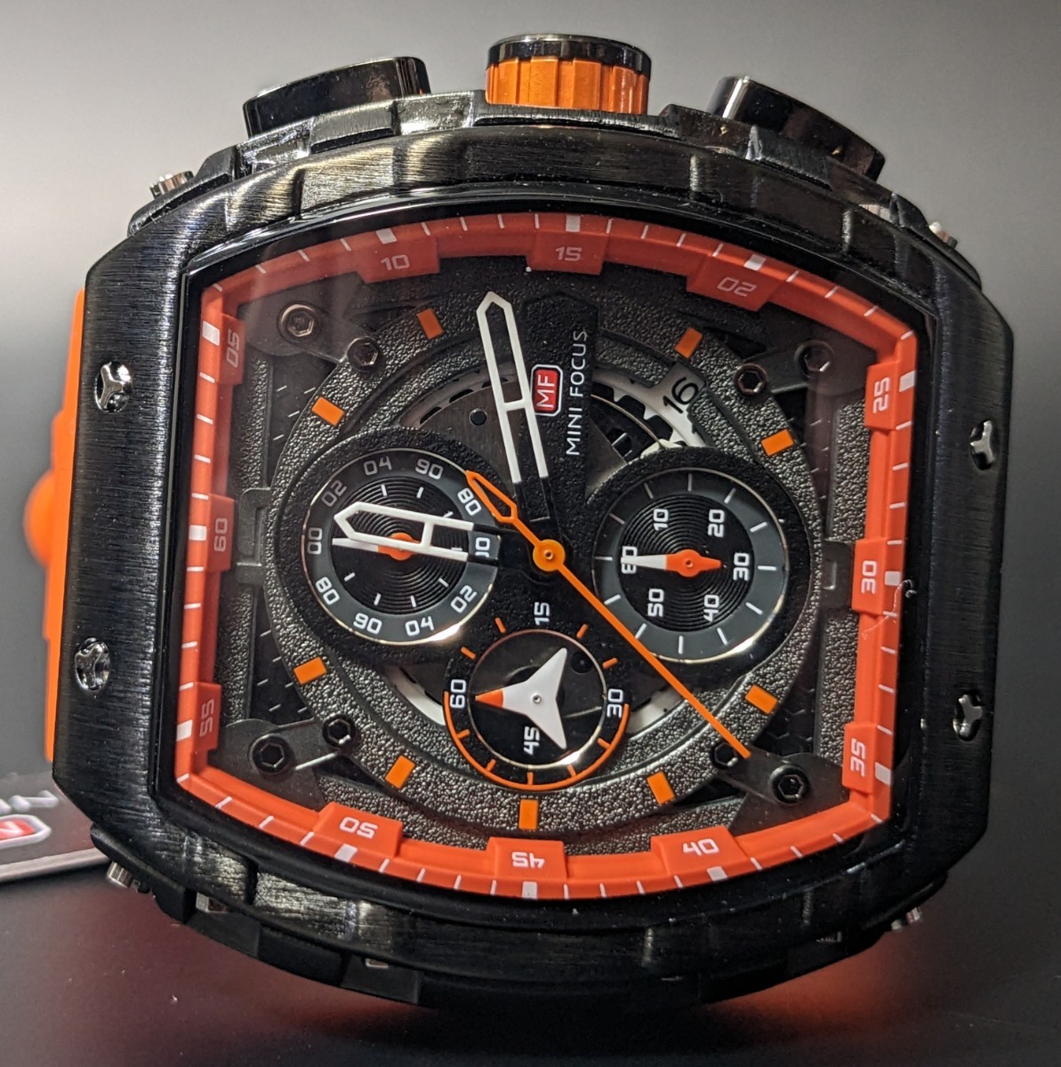 新品 腕時計 リシャールミルtype クオーツ クロノグラフ トノー オレンジ ブラック スポーツの画像5